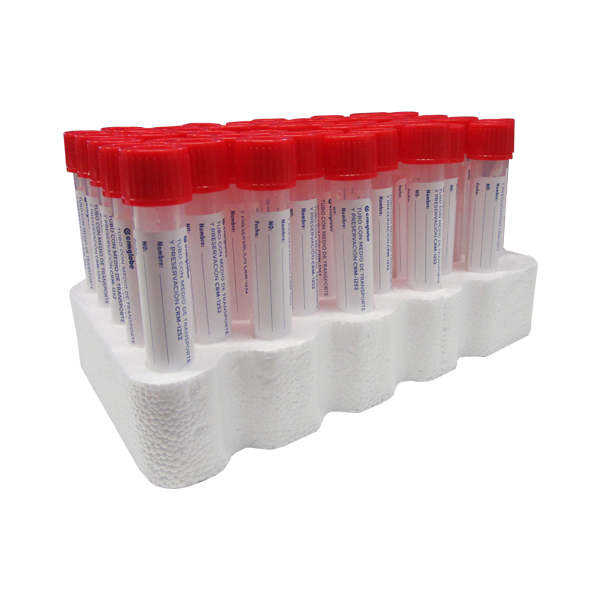 Tubo con medio de transporte y preservación.