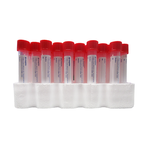 Tubo con medio de transporte y preservación.